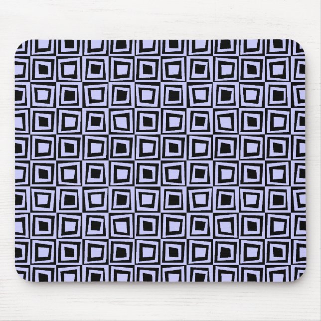 Retro Squares - Powder Blue on Black Mouse Mat (Front)