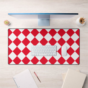 Retro Squares Red and White Retro Desk Mat