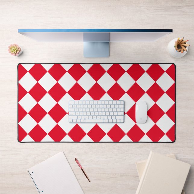 Retro Squares Red and White Retro Desk Mat (Office 1)