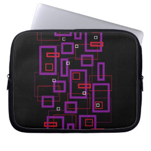 Retro squares, red, purple and black laptop sleeve