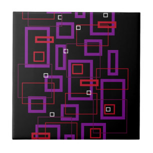 Retro squares, red, purple and black tile