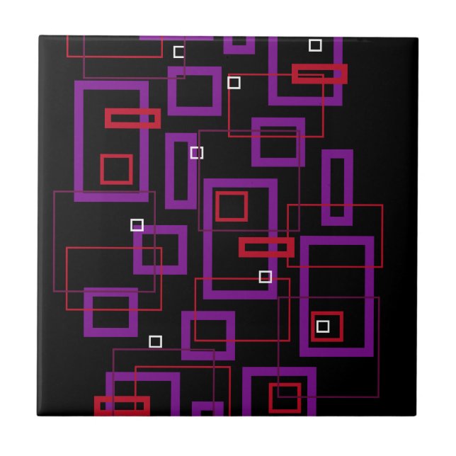 Retro squares, red, purple and black tile (Front)