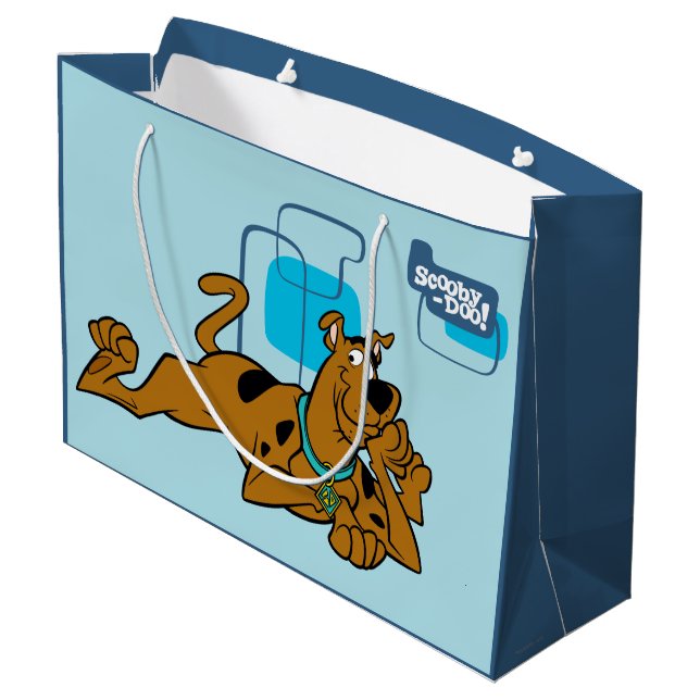 Retro Squares Scooby-Doo Lying Down Large Gift Bag (Back Angled)