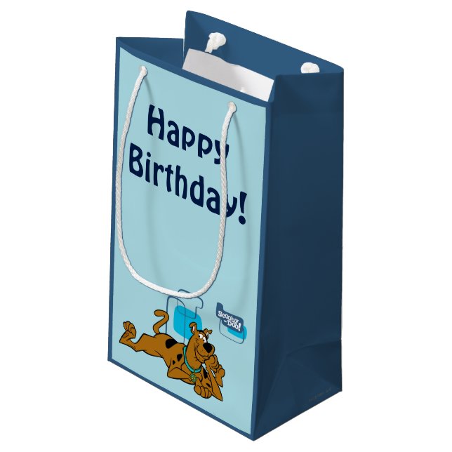 Retro Squares Scooby-Doo Lying Down Small Gift Bag (Back Angled)