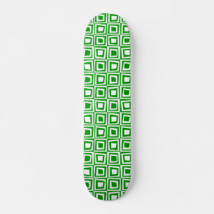 Retro Squares - White on Green Skateboard