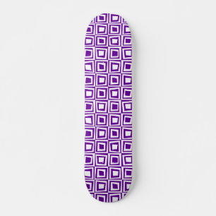 Retro Squares - White on Purple Skateboard
