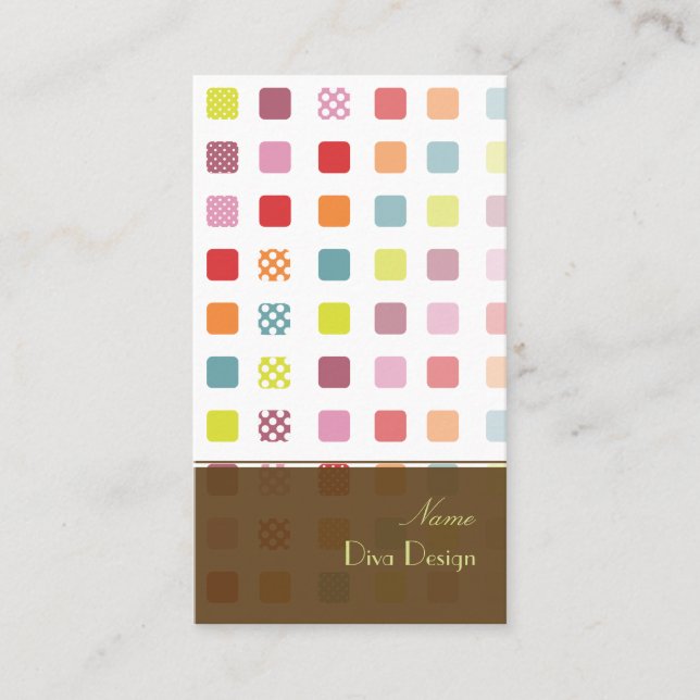 Retro squares with Polka dots BusinessCard Business Card (Front)