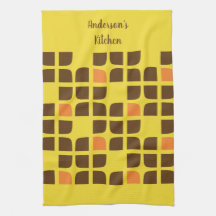 Retro Squares Yellow Brown Custom Family Name