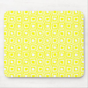 Retro Squares - Yellow on White Mouse Mat