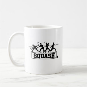 Retro Squash Player Action Sequence Silhouette Art Coffee Mug