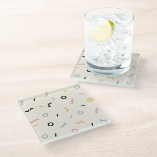 Retro Squiggle Pattern Glass Coaster