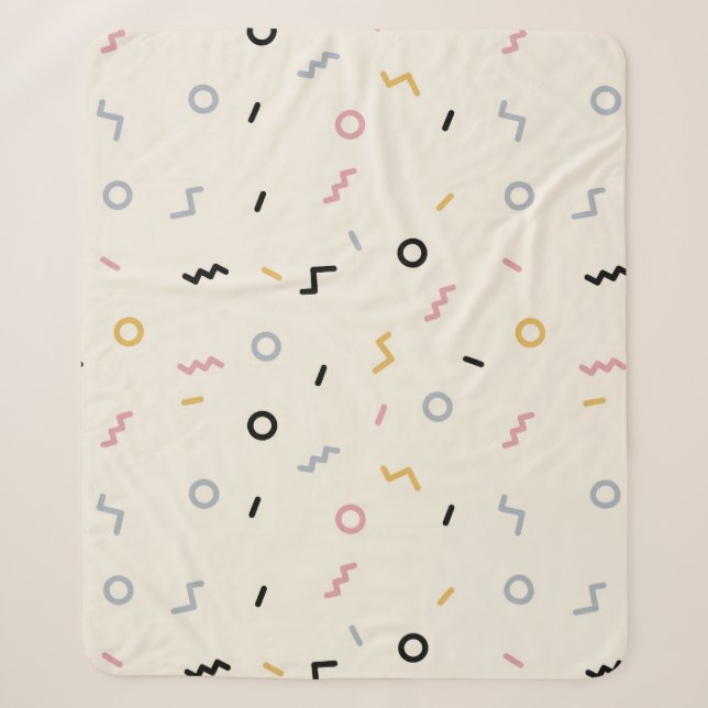 Retro Squiggle Pattern Sherpa Blanket (Front)