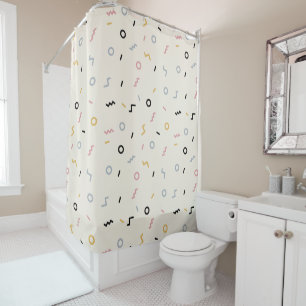 Retro Squiggle Pattern Shower Curtain