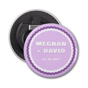 Retro Squiggle Wavy Curve Purple Wedding  Bottle Opener