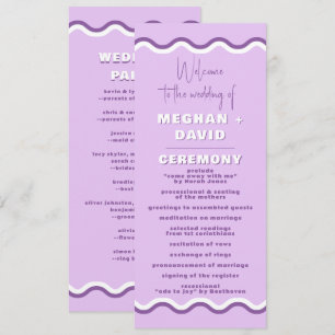 Retro Squiggle Wavy Purple Wedding Programme