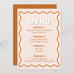 Retro Squiggle Wavy Terracotta Wedding Menu