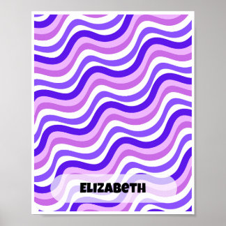 Retro Squiggly Purple Personalised Name Design Poster