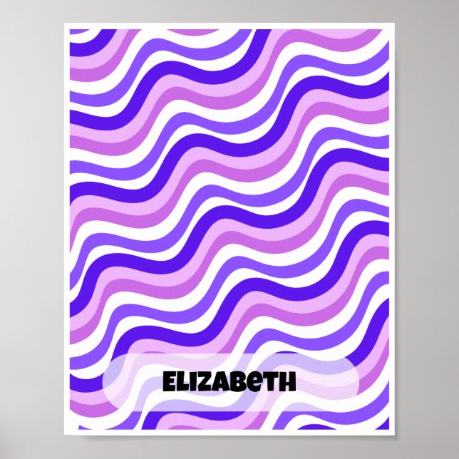 Retro Squiggly Purple Personalised Name Design Poster (Front)
