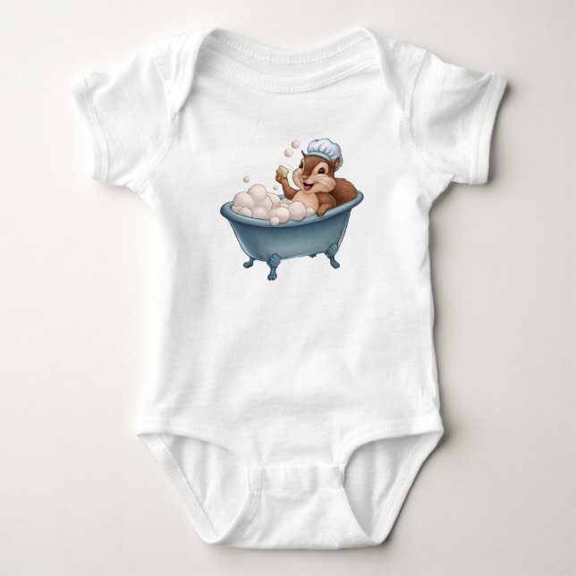 Retro Squirrel Baby Shower Bodysuit (Front)