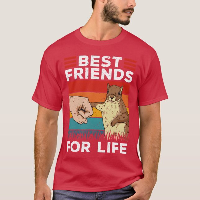 Retro Squirrel Best Friends For Life Funny Squirre T-Shirt (Front)