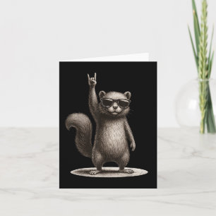 Retro Squirrel Rock Music Funny Gift Men Women Boy Card