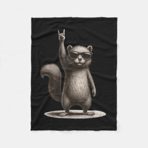 Retro Squirrel Rock Music Funny Gift Men Women Boy Fleece Blanket