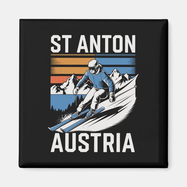 Retro St Anton Austria Ski Resort  Magnet (Front)