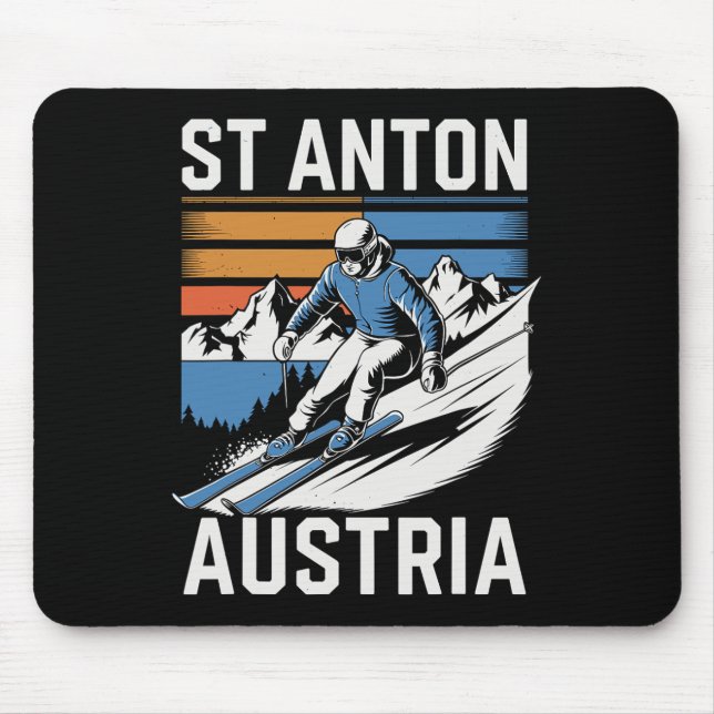 Retro St Anton Austria Ski Resort  Mouse Mat (Front)
