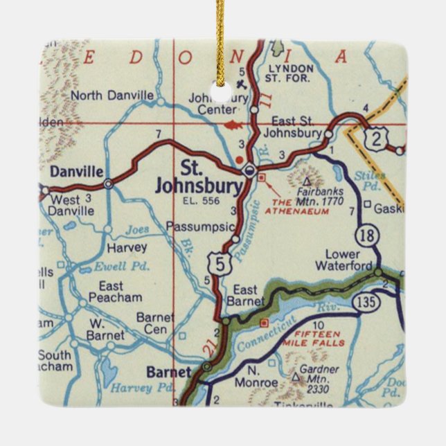 Retro St. Johnsbury Vermont Ceramic Ornament (Back)