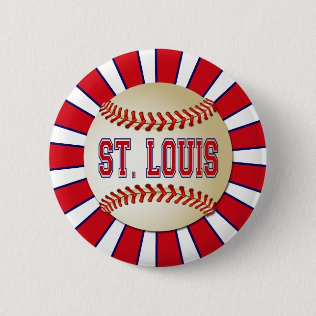 RETRO ST LOUIS BASEBALL 6 CM ROUND BADGE (Front)