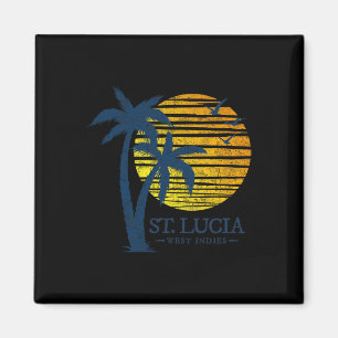 Retro St Lucia Beach Sunset Boys Girls Souvenir Me Magnet