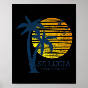 Retro St Lucia Beach Sunset Boys Girls Souvenir Me Poster
