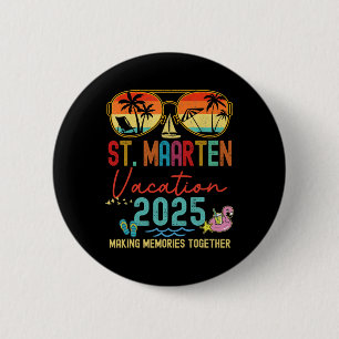 Retro St. Maarten Vacation 2025 Memories Matching  6 Cm Round Badge