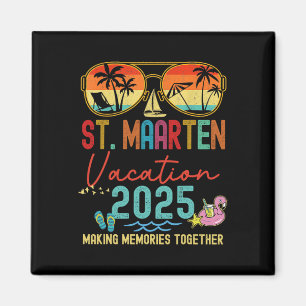 Retro St. Maarten Vacation 2025 Memories Matching Magnet