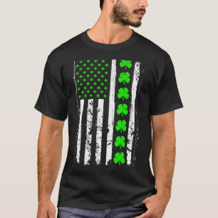 Retro St Patrick's Day Green IRISH American Flag S T-Shirt