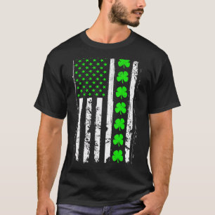 Retro St Patrick's Day Green Irish American Flag S T-Shirt
