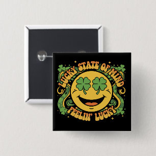Retro St. Patrick's Day Smiley Face Lucky State 15 Cm Square Badge