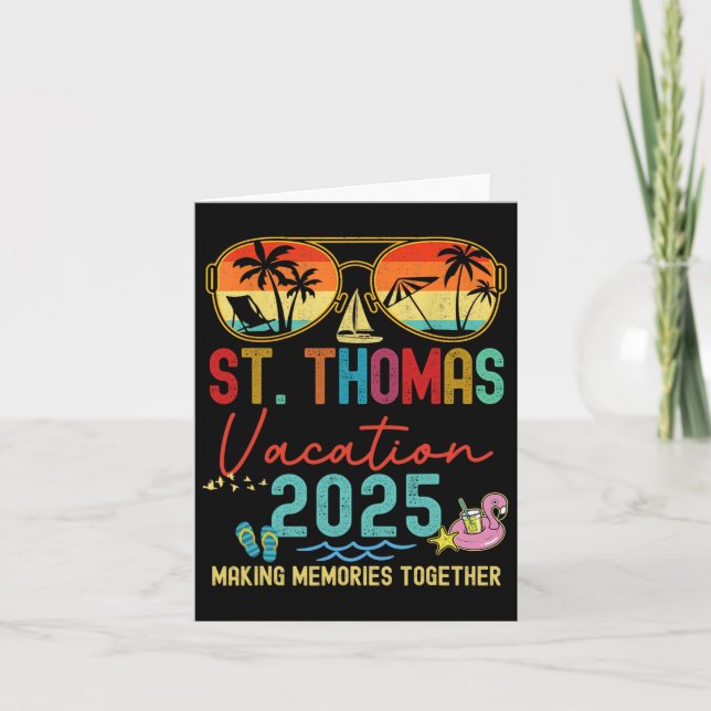 Retro St. Thomas Vacation 2025 Memories Matching G Card (Front)