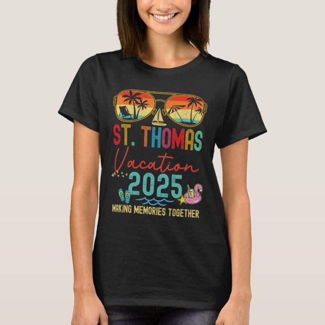 Retro St. Thomas Vacation 2025 Memories Matching G T-Shirt (Front)