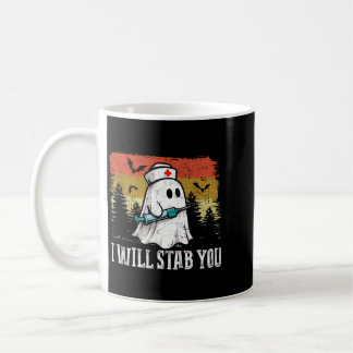 Retro Stab Ghost Nurse Funny Halloween Rn Nursing Coffee Mug