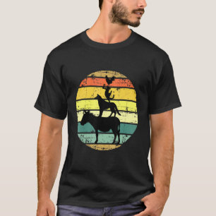 Retro Stacked Farm Animals Vintage Sunset Colours T-Shirt