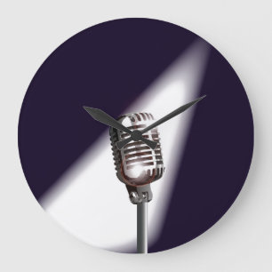 Retro Stage Microphone Large Clock
