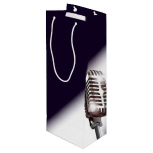 Retro Stage Microphone Wine Gift Bag