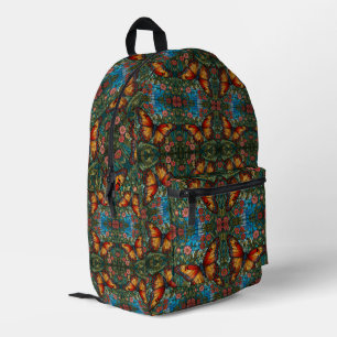 Retro stain glass butterfly garden printed backpack