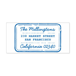 Retro Stamp Family Name Script & Return Address