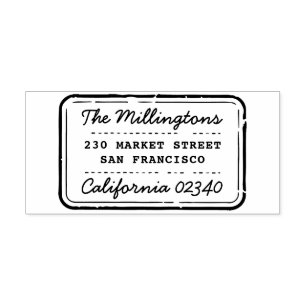 Retro Stamp Family Name Script & Return Address
