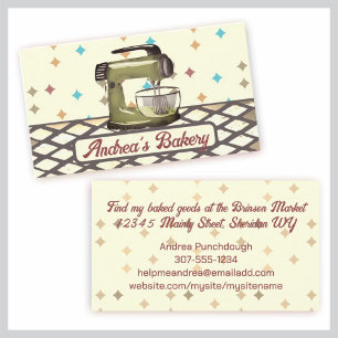 retro stand mixer baking bakery pastry chef business card