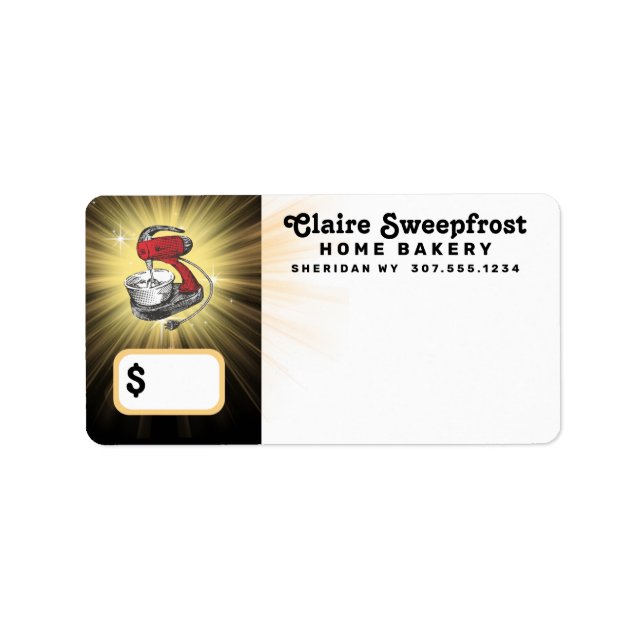 Retro stand mixer baking bakery price tag sticker (Front)