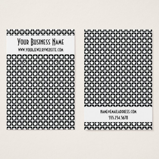Retro Star Patterns BW Earring Holder Display Card (Front & Back)