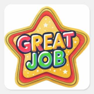 Retro Star-Shaped Great Job Achievement Sticker